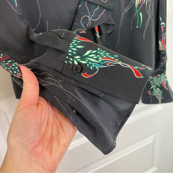 New Equipment Mathilda Floral Washed Silk Ruffle Long Sleeve Blouse Womens Small - Picture 7 of 11